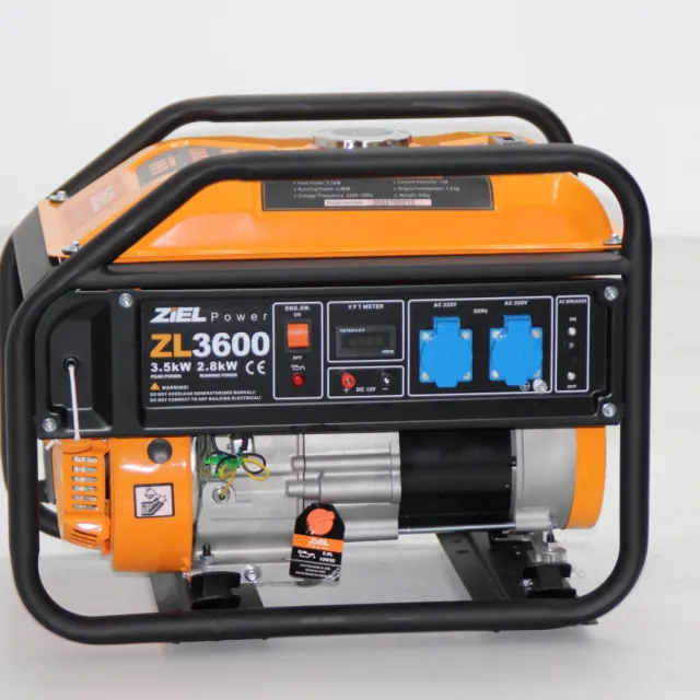 Генератор за ток 3.5kW Ziel ZL3600 - бензинов, монофазен, ръчен 1 Генератор 3.5kW Бензинов | 230V | Ръчен старт - Toolmasters